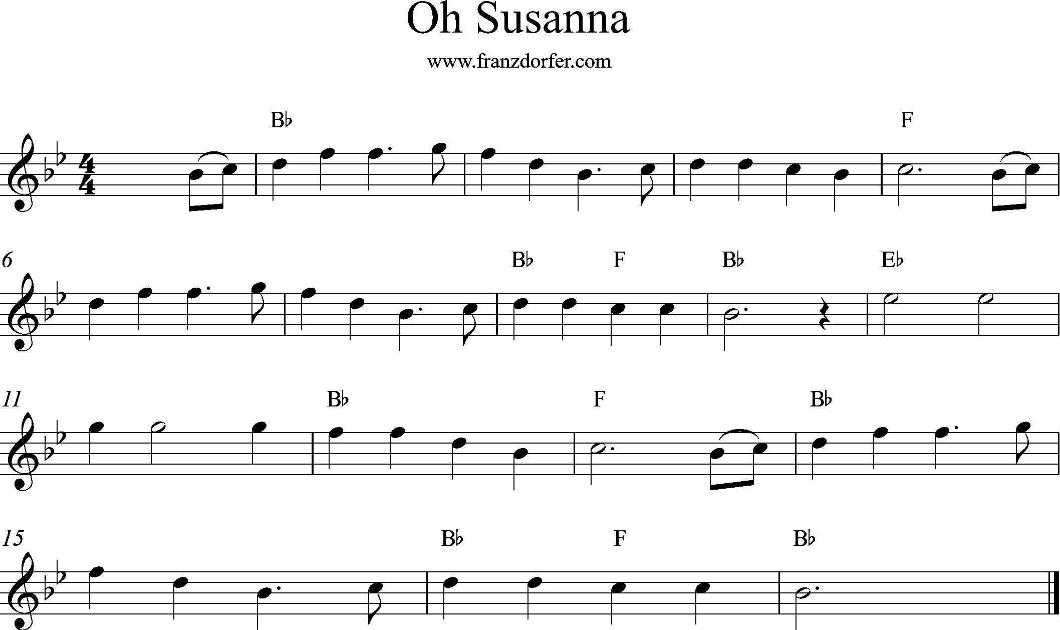 Dlute, Querflöte, Oh Susanna, Bb-Dur